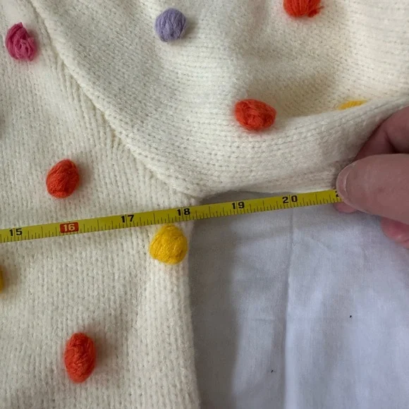 DAVI & DANI Cream Crewneck Sweater with Multicolor Pom Dots - Picture 6 of 6